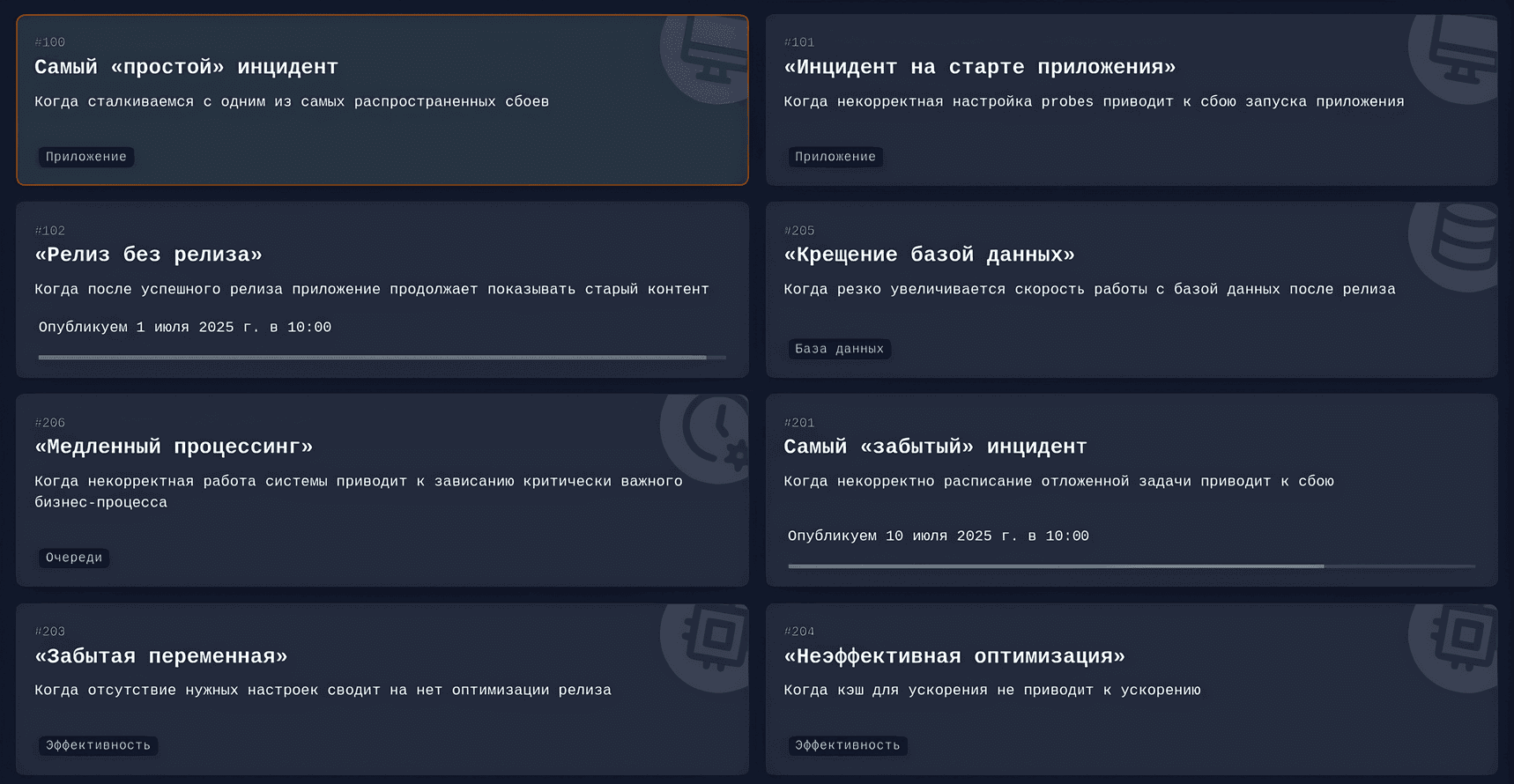 Каталог тренировок